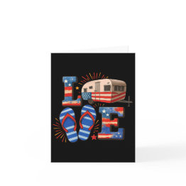 Small 4th July Funny Camper Van Usa Flag Patriotic Campi Invitations Front View