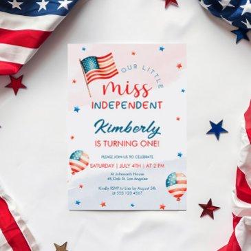 4th july little miss independent birthday invitation