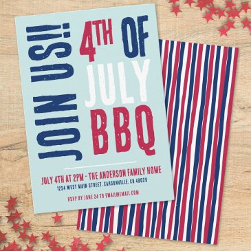 4th of july party red white blue patriotic invitation