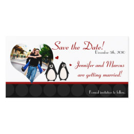 Small 4x8 Engagement Announcement Penguin Love Couple Ma Front View