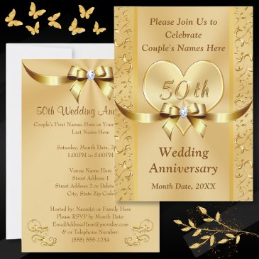 50 years wedding anniversary invitation invitations gold