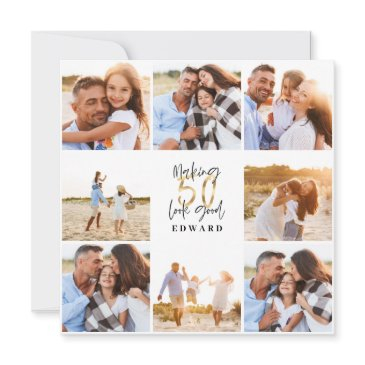 50th birthday modern black and gold photo collage