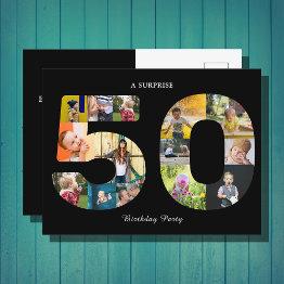 Small 50th Birthday Party Invitation Photo Collage Postinvitations Front View