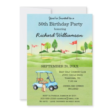 50th birthday party men's golf theme party  invitation