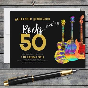 50th birthday party music guitar rocks 50 invitation postinvitations