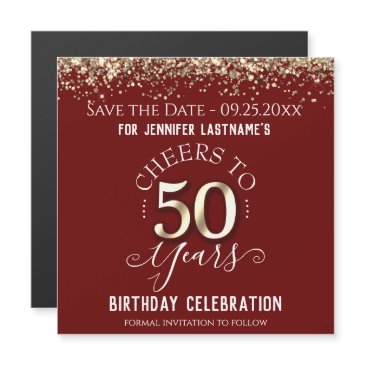 50th gold birthday save the date magnet