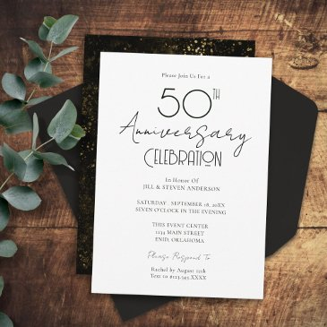 50th wedding anniversary elegant script invitation