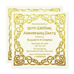 Small 50th Wedding Anniversary Faux Gold Celtic Knot Inv Invitation Front View