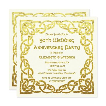 50th wedding anniversary faux gold celtic knot inv invitation