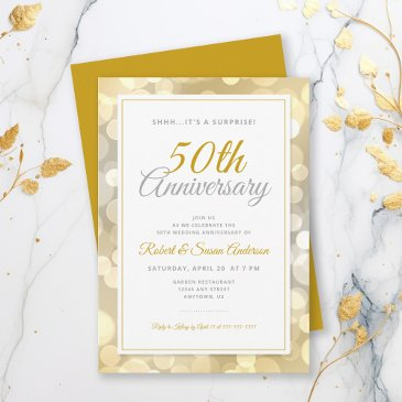50th wedding anniversary surprise | gold bokeh invitation
