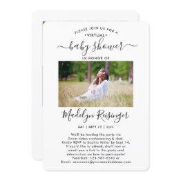 Small 5 Photo Virtual Long Distance Baby Shower By Mail Invitation Front View