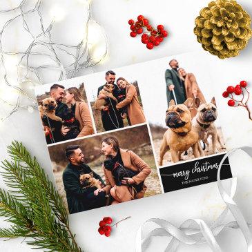 5 photos collage stylish merry christmas black postinvitations