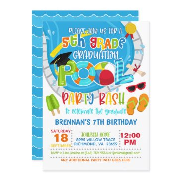 5th grade graduation pool party - boy invitation