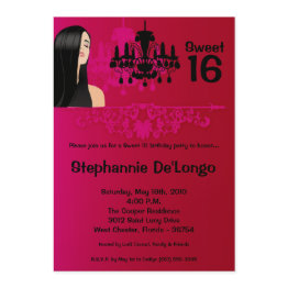 Small Sassy Girl Sweet 16 Birthday Invitation Front View
