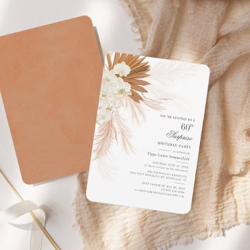 60th birthday pampas grass party invitation