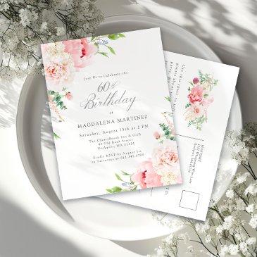 60th birthday party feminine pink floral invitat invitation postinvitations
