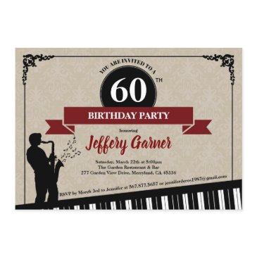 60th birthday party invitation jazz music theme