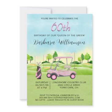 60th birthday party lady golfer theme invitation