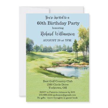 60th birthday party men's golf theme party  invitation