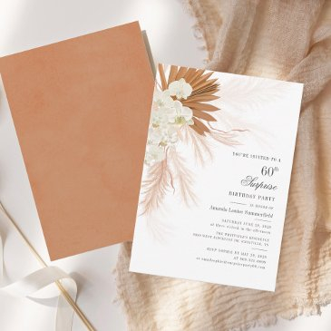 60th birthday party pampas grass custom invitation