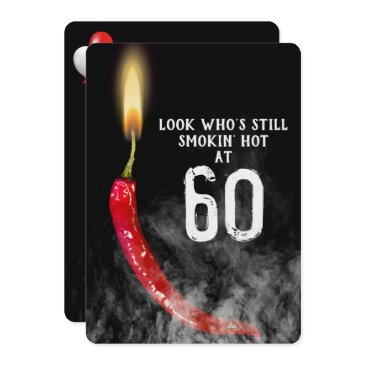 60th birthday red hot pepper candle  invitation