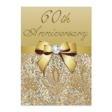 60th diamond wedding anniversary faux sequins bow invitation