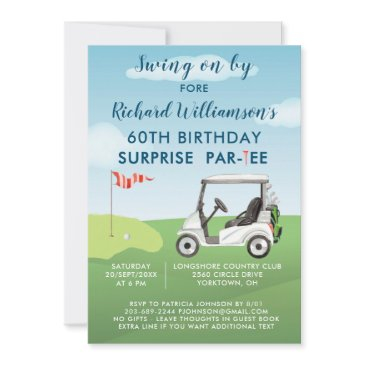 60th surprise birthday party men's golf theme invitation