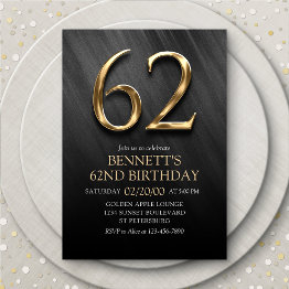 Small 62nd Birthday Invitation Front View
