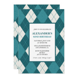 Small 62nd Birthday Invitations Men Vintage Blue Front View