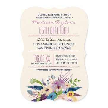 65th birthday elegant bouquet invitation