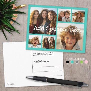 6 photo collage optional text -- can edit blue postinvitations