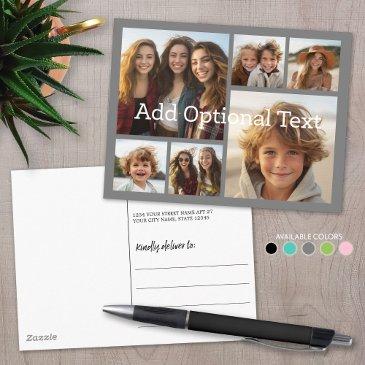 6 photo collage optional text -- can edit grey postinvitations