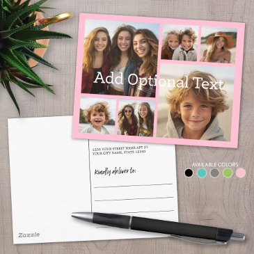 6 photo collage optional text -- can edit pink postinvitations