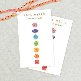 Small 7 Chakras Kundalini Healer Rainbow Colors Business Invitations Front View