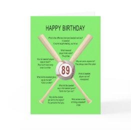 Small 89th Birthday Baseball Jokes Invitations Front View