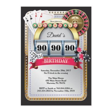 90th poker playing invitations casino birthday invitation