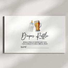 Small A Baby Is Brewing Beer Baby Shower Diaper Raffle Enclosure Invitations Front View