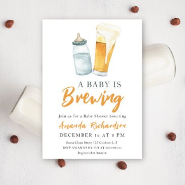 a baby is brewing bottle beer baby shower invitation