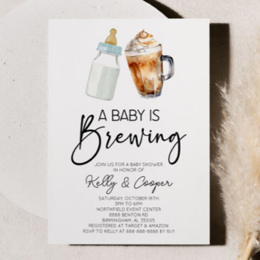 a baby is brewing bottle coffee baby shower invitation