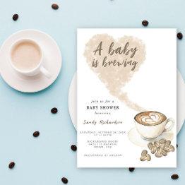 Small A Baby Is Brewing Coffee Baby Shower Invitation Front View