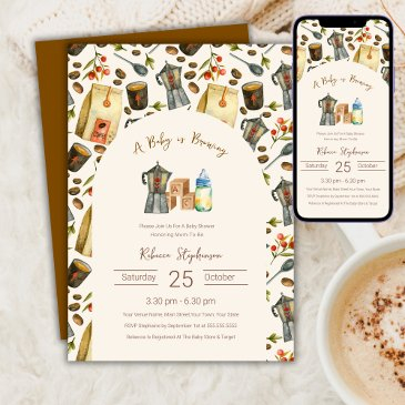 a baby is brewing coffee espresso baby shower invitation