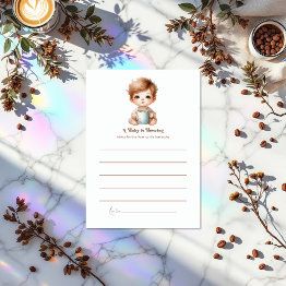 Small A Baby Is Brewing Coffee-themed Baby Shower Advice Card Front View