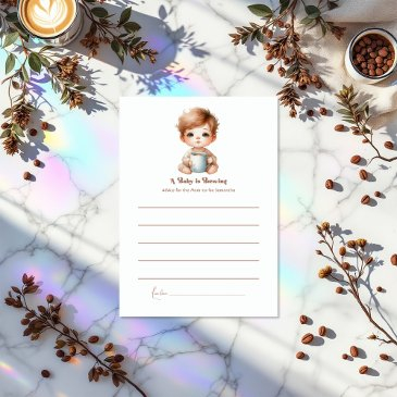 a baby is brewing coffee-themed baby shower advice card