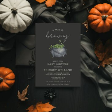 a baby is brewing halloween | invitation