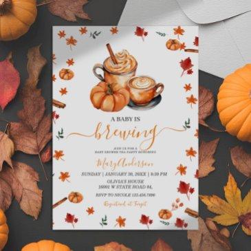 a baby is brewing pumpkin spice coffee baby shower invitation