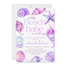 Small A Little Beach Babe Baby Shower Invitation Front View