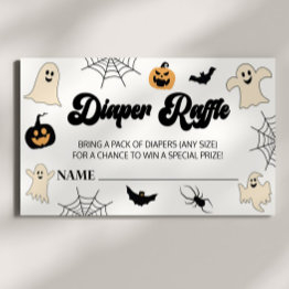 Small A Little Boo Halloween Baby Shower Diaper Raffle Enclosure Invitations Front View