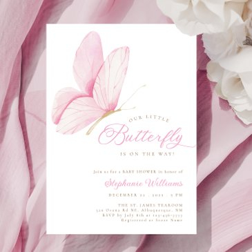a little butterfly pink baby shower invitation