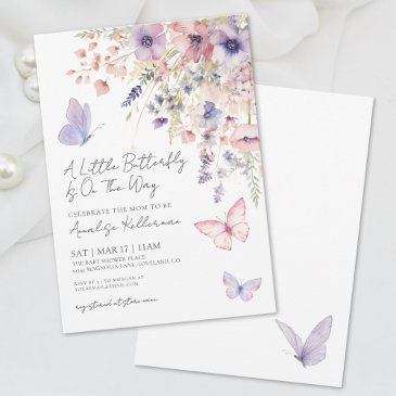 a little butterfly wildflower baby shower invitation