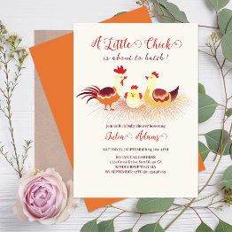 Small A Little Chick Is About To Hatch Baby Shower Invitation Front View